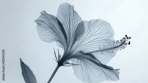 AI Generated Image. X-ray shot of the hibiscus flower