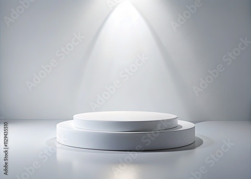 Floating white podium: 3D-rendered product display platform, perfect for showcasing your brand.