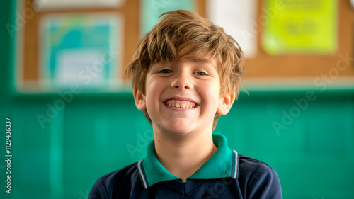 Alegría en Aprender: Un Niño Feliz en la Escuela photo