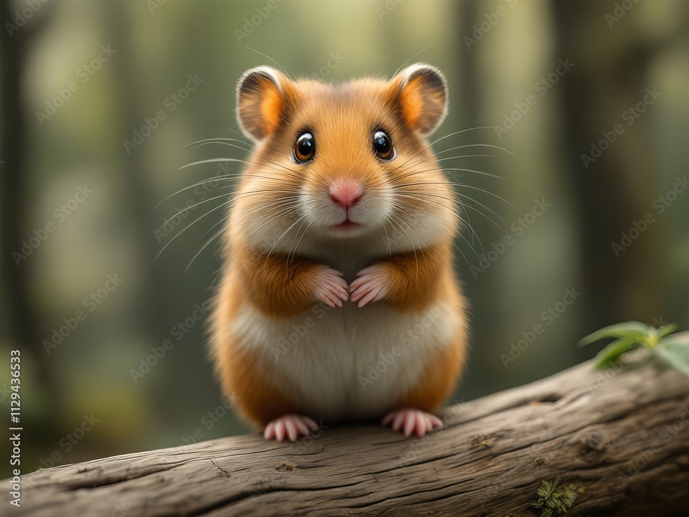 Adorable Hamster Sitting on Wooden Log
Adorable Hamster Sitting on Wooden Log
