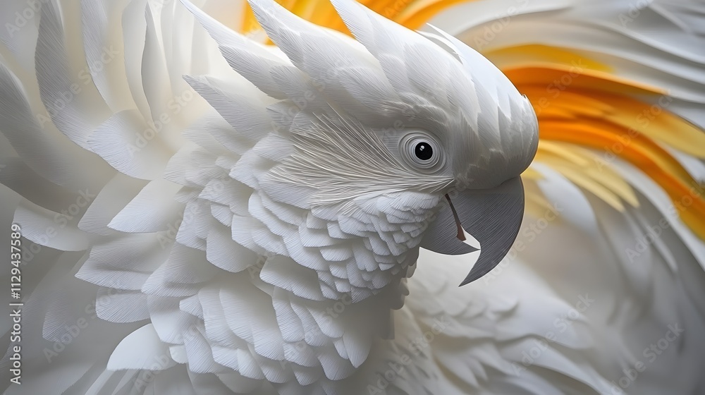 Obraz premium Macaw with Flowers, Formed With Paper Cut Art, Abstract Image, Texture, Pattern Background, Wallpaper, Cover and Screen of Smartphone, PC, Laptop, 9:16 and 16:9 Format