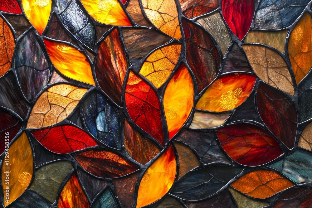 Autumn-Inspired Stained Glass with Warm Tones Autumn-Inspired Stained Glass with Warm Tones