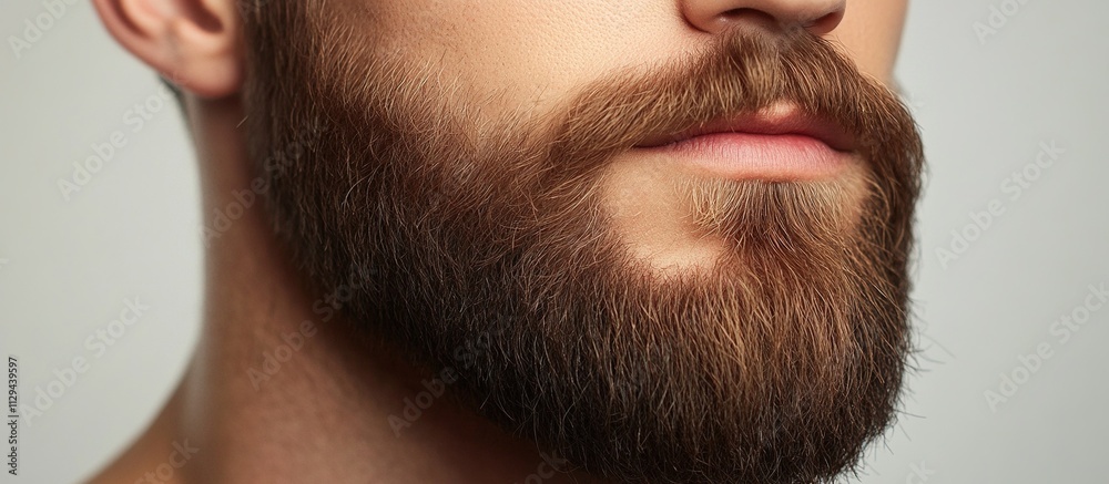 Fototapeta premium Close-up of a man's well-groomed beard and mustache.