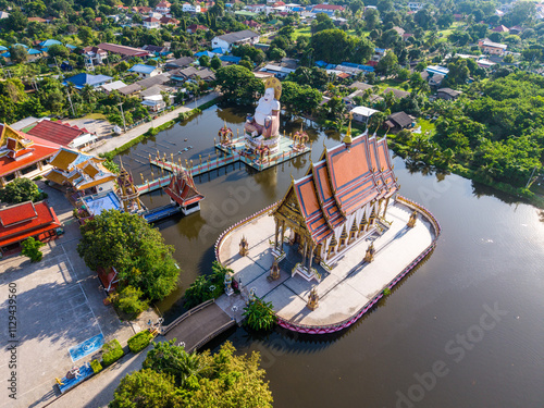 Aerial view of Wat Plai Laem in koh Samui island, Thailand