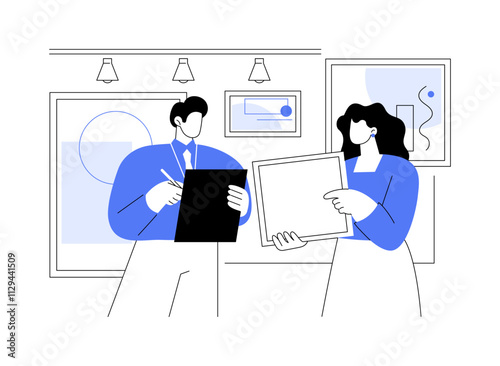 Art exhibition curator isolated cartoon vector illustrations.