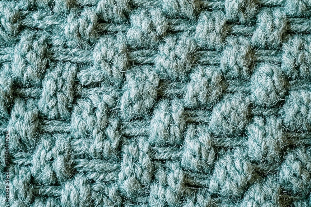 Detailed Textured Green Knitted Fabric Closeup Detailed Textured Green Knitted Fabric Closeup