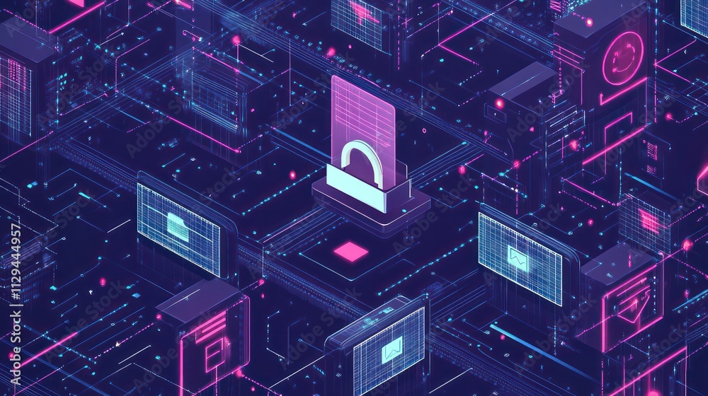 A visual deep learning algorithms analyzing network traffic to identify and prevent cyberattacks, represented by patterns data and AI-driven security measures blocking threats. A visual deep learning algorithms analyzing network traffic to identify and prevent cyberattacks, represented by patterns data and AI-driven security measures blocking threats.