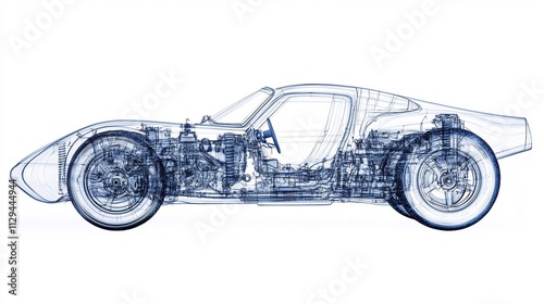 Blueprint of a Classic Sports Car: A Transparent View of Automotive Design