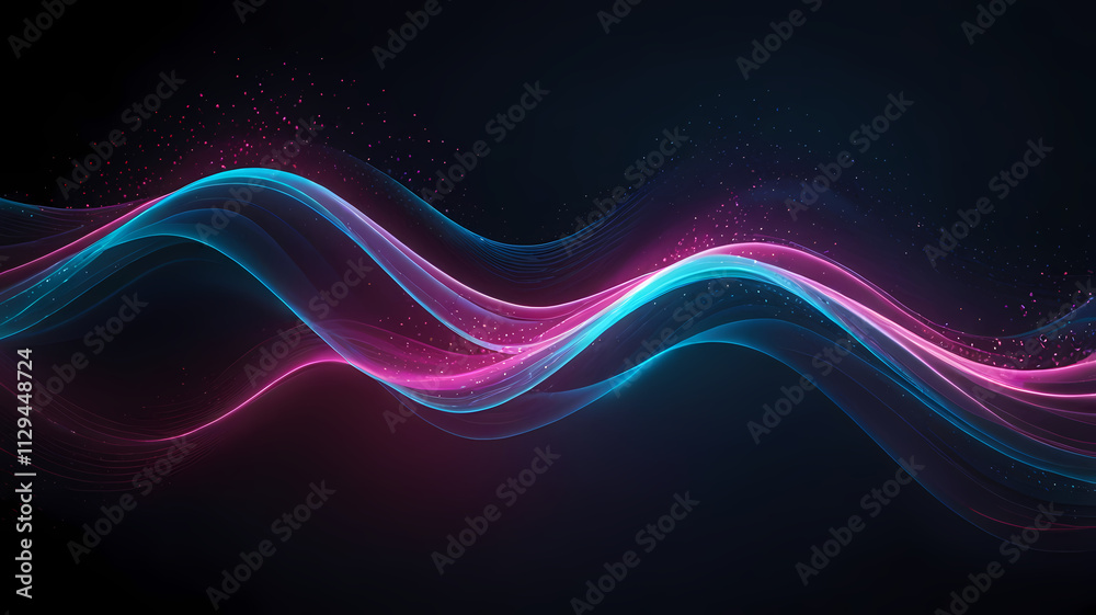 Abstract Digital Waveform - A mesmerizing abstract digital waveform, rendered in vibrant blue and pink hues, pulsates on a dark background. Abstract Digital Waveform - A mesmerizing abstract digital waveform, rendered in vibrant blue and pink hues, pulsates on a dark background.