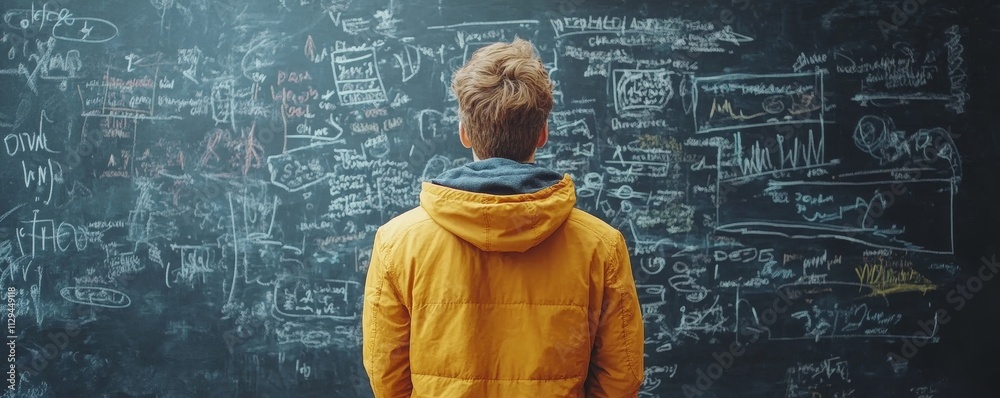 Brainstorming Ideas on Chalkboard, Generative AI Brainstorming Ideas on Chalkboard, Generative AI