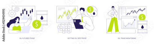 Petroleum stock market abstract concept vector illustrations.