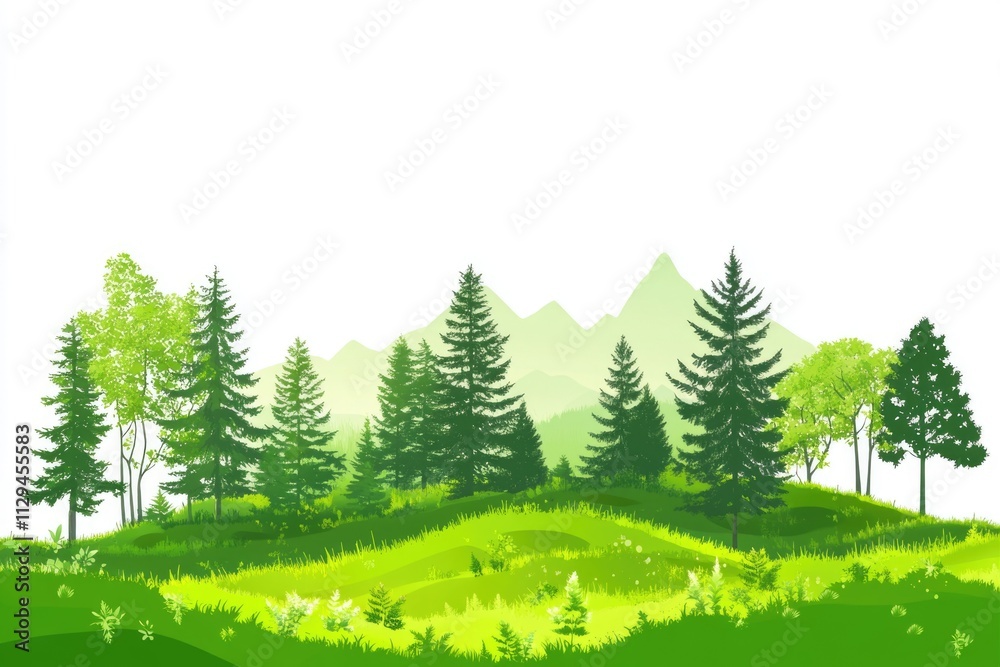 Fototapeta premium Mountainous landscape with trees