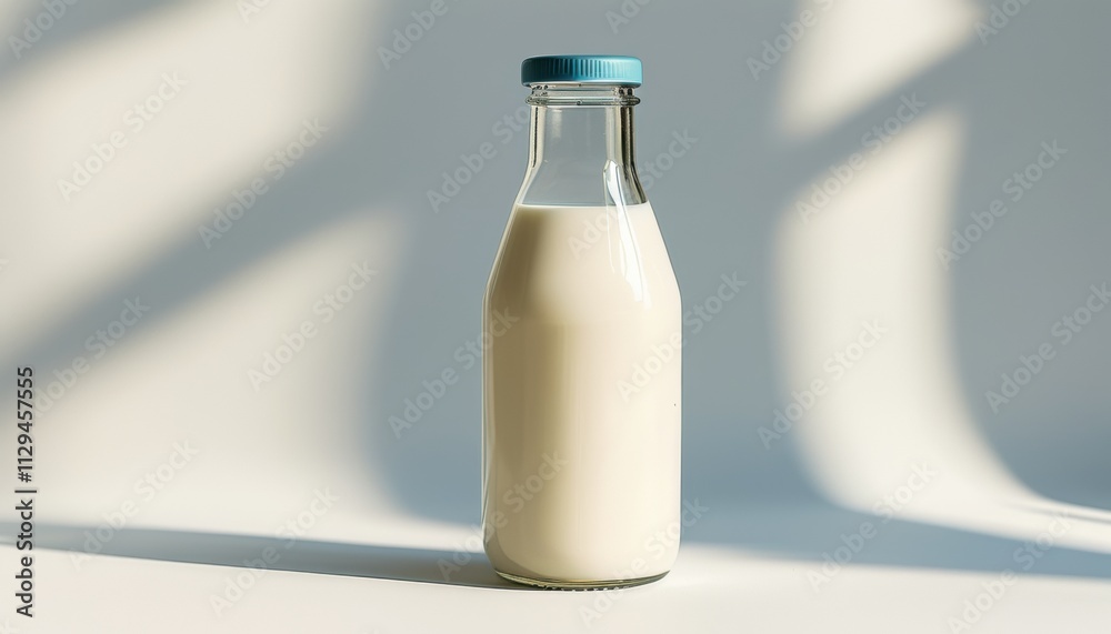 Minimalist milk bottle mockup for branding and packaging design with space for text Minimalist milk bottle mockup for branding and packaging design with space for text