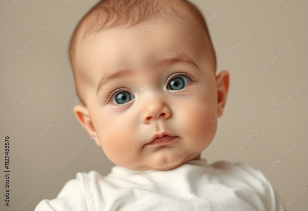 Cute baby with bright eyes and soft features Cute baby with bright eyes and soft features
