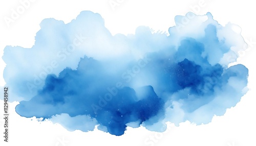 Light blue watercolor background. Artistic hand paint. Isolated on transparent background.