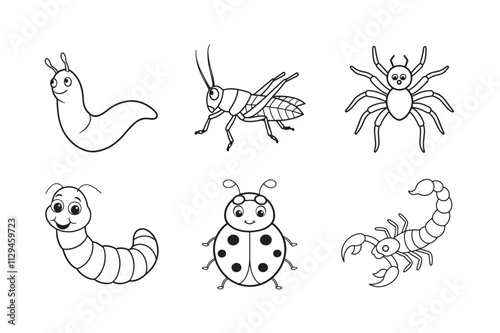 set of insects silhouette vector art illustration photo