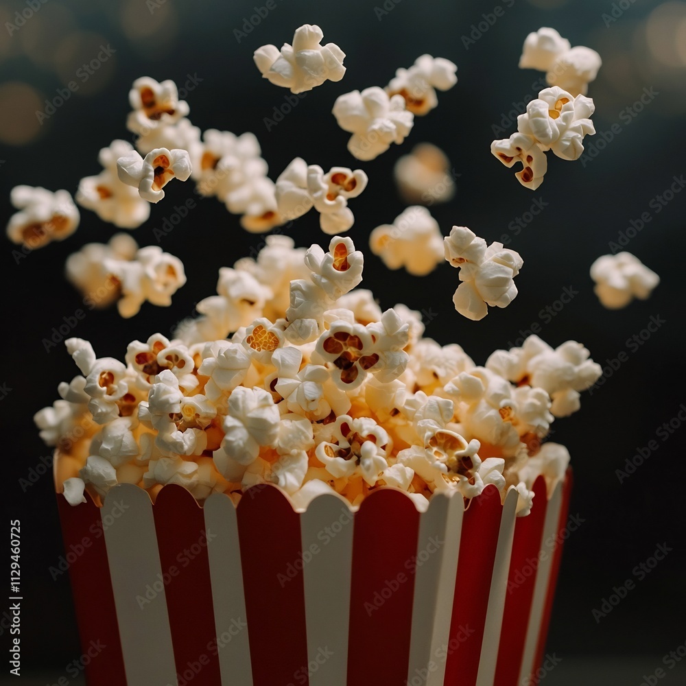 Scattered Popcorn Kernels Spilling from a Cardboard Container Scattered Popcorn Kernels Spilling from a Cardboard Container