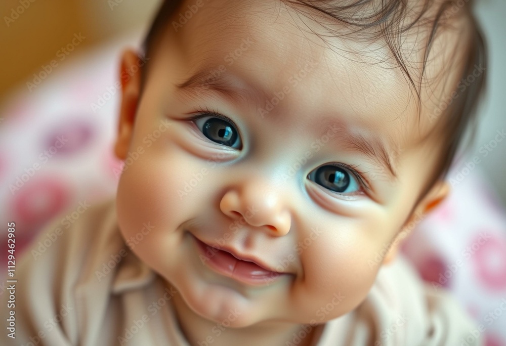 A happy baby with a smile and bright eyes A happy baby with a smile and bright eyes