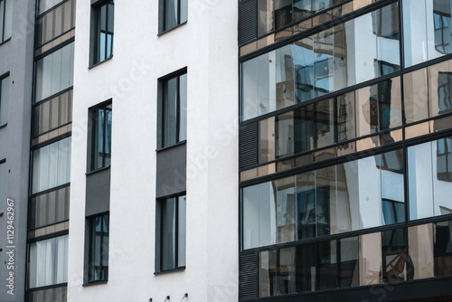 Multi-storey residential building with windows