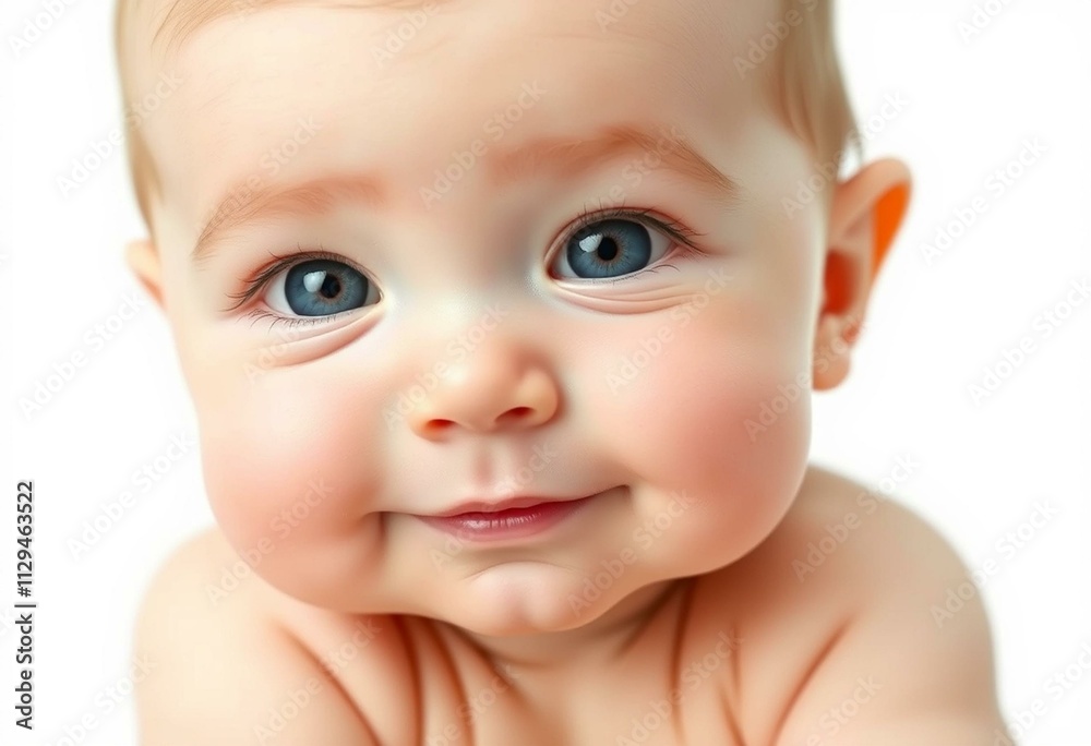Photorealistic portrait of a cute baby with a soft expression Photorealistic portrait of a cute baby with a soft expression