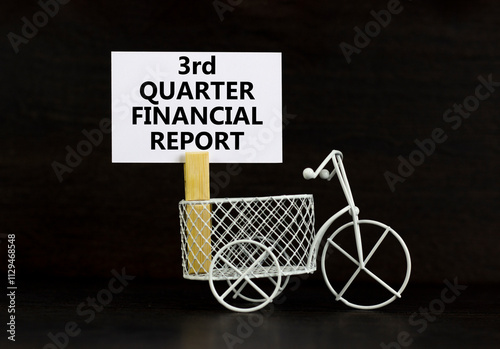 3rd quarter financial report symbol. Concept words 3rd quarter financial report on beautiful white paper. Beautiful black background. Business 3rd quarter financial report concept. Copy space. photo