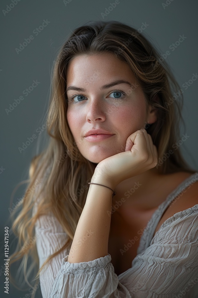 Portrait of a young woman with natural beauty in soft lighting Portrait of a young woman with natural beauty in soft lighting