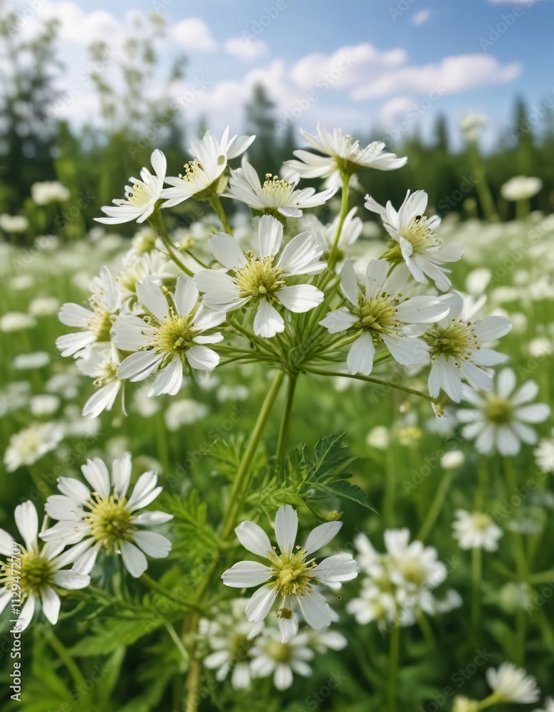 Close-up of white umbellatum blossom in Ukrainian meadow, macro, flora, wildflower Close-up of white umbellatum blossom in Ukrainian meadow, macro, flora, wildflower