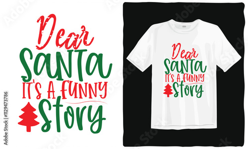 Merry Christmas T-shirt design. Santa clothes cartoon characters t-shirts. Christmas elements t-shirt. bells, Santa, deer, angel, cookies, showman, snowstar, drums, mittens, Christmas holiday t-shirt.