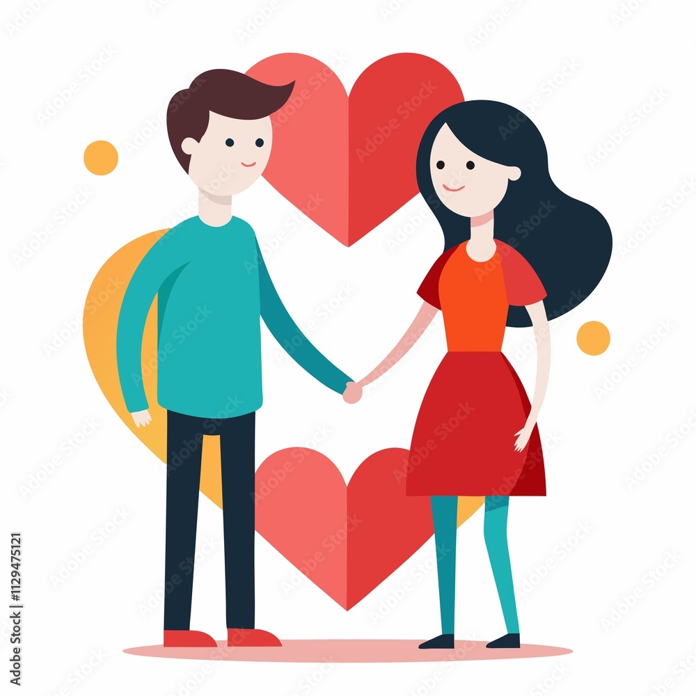 Couple with heart illustration Couple with heart illustration