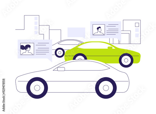 Connected vehicles abstract concept vector illustration.