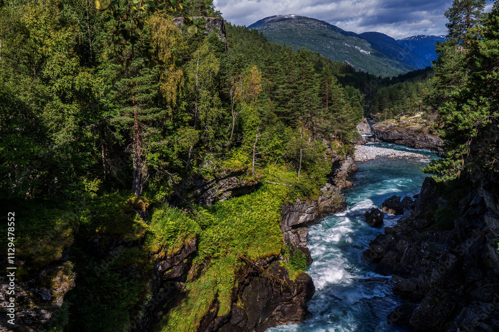 Panoramic view of mountain landscape in Norway. Panoramic view of mountain landscape in Norway.