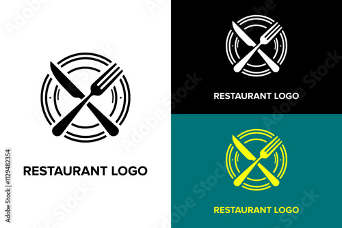 cross knife and fork, plate, circle, dots, lines, luxury dining, fine dining, restaurant logo, hotel, dish, cuisine, motel, kitchen, chef, menu, vectors