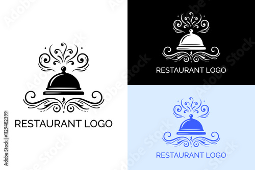 steams, cloche, dish, fine art, restaurant logo, luxury, fine dining, hotel, food logo, motel, cuisines, menu, abstract, vector, illustration, silhouette