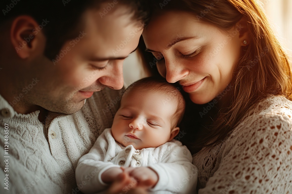 Happy mother and father holding newborn baby Happy mother and father holding newborn baby
