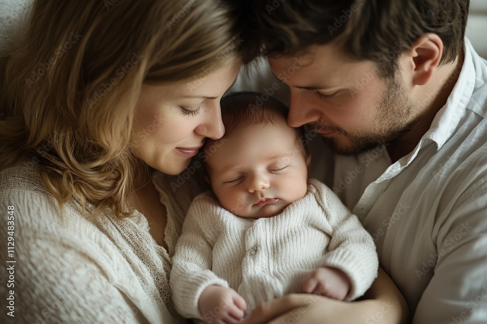 Happy mother and father holding newborn baby Happy mother and father holding newborn baby