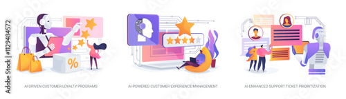 AI-Powered Customer Support abstract concept vector illustrations.