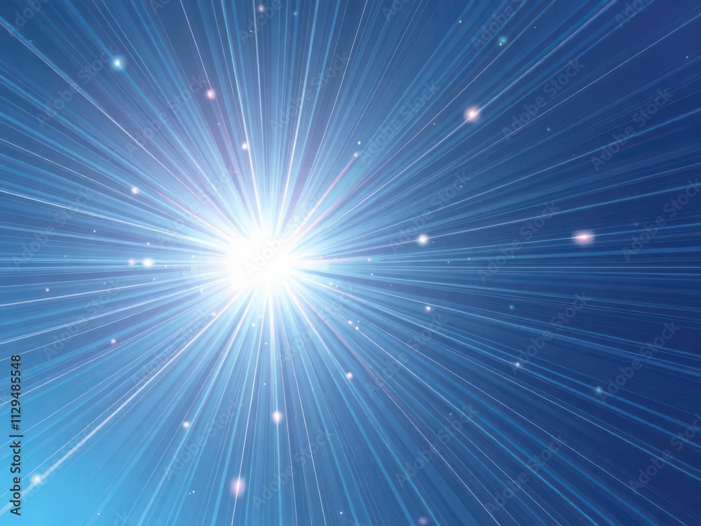 Fototapeta premium Dynamic blue starburst design with shining light effect radiating from the center, pattern, background