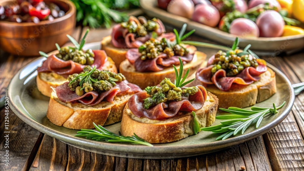 Prosciutto Crostini with Olive Tapenade and Rosemary Prosciutto Crostini with Olive Tapenade and Rosemary