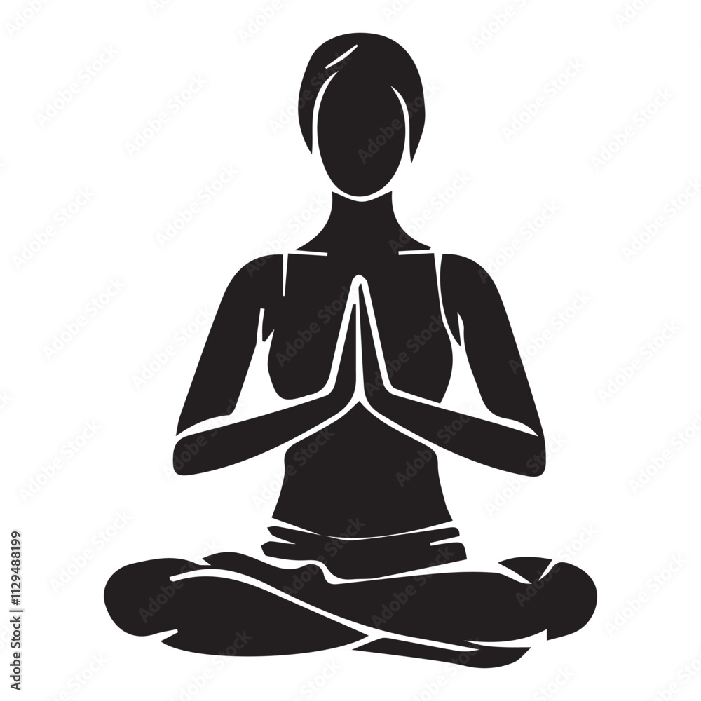 Yoga pose silhouette on white background Yoga pose silhouette on white background