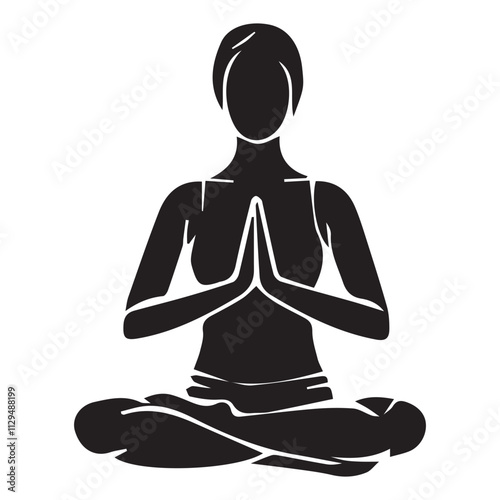 Yoga pose silhouette on white background