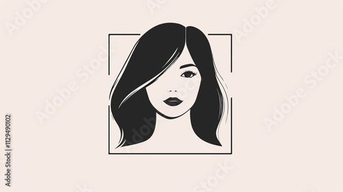 Stylish Flat Female Avatar Logo in Black Vector Illustration photo