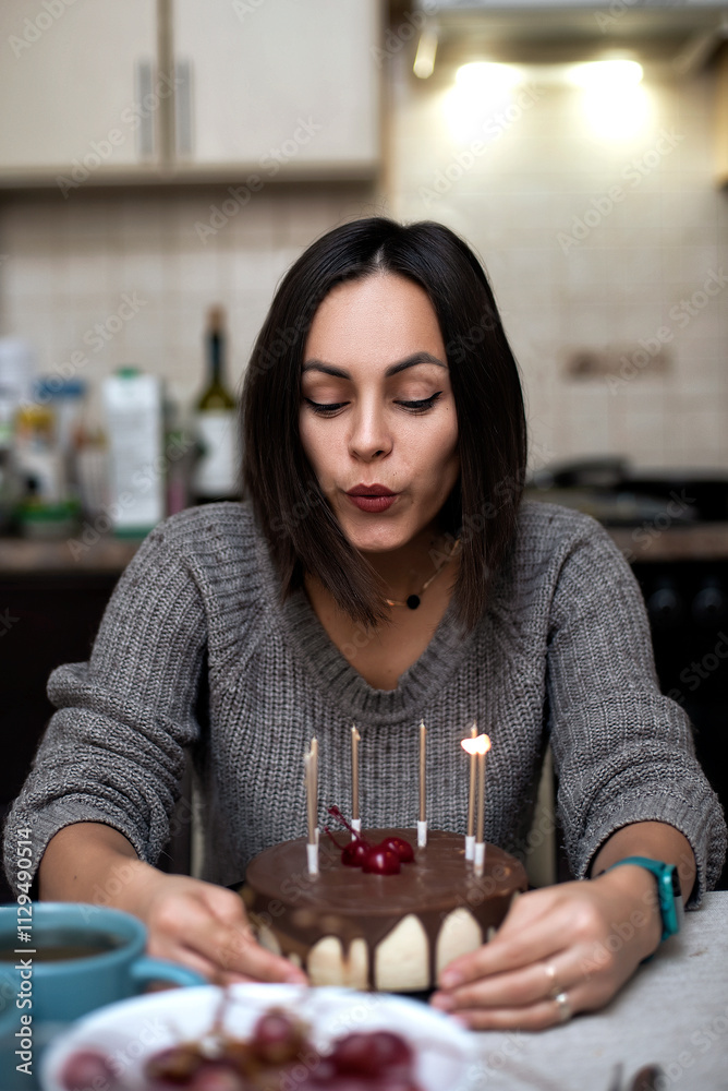 woman with cake and candles woman with cake and candles
