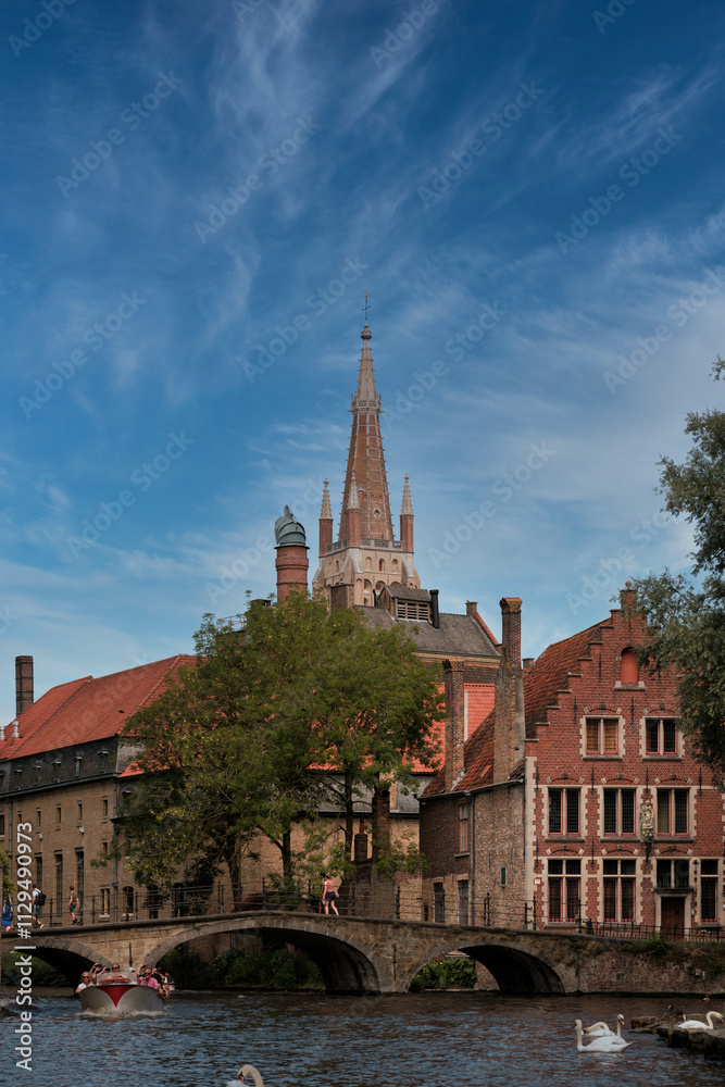 Fototapeta premium Canal of Bruges, a city in Belgium