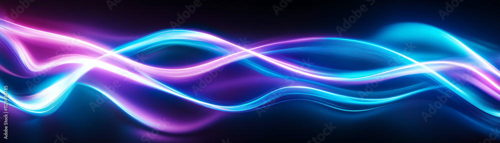 Fototapeta premium Abstract glowing waves in vibrant colors on a dark background.