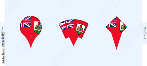 Bermuda Map Markers Set. Perfect for projects related to Bermuda, travel, geography, and international representation.