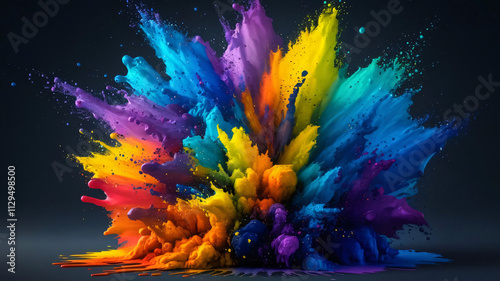 A vibrant explosion of colors against a dark background