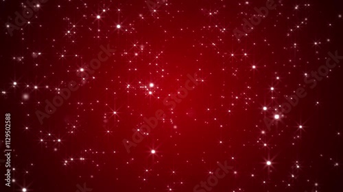 Shiny glittering red Christmas background with white twinkling stars and glowing particles. Full HD and looping luxury festive background animation.