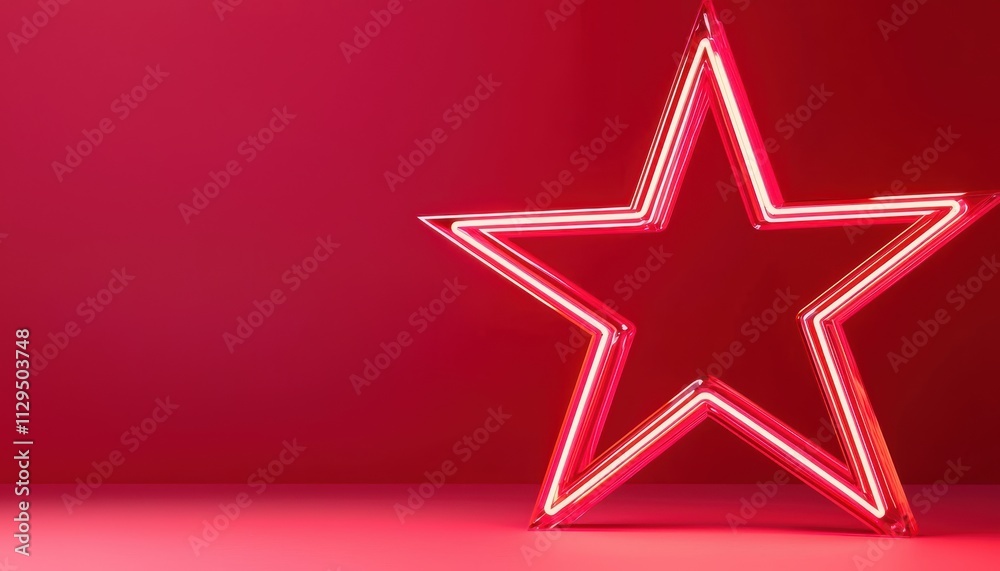 A glowing neon star in red against a smooth, vibrant background, creating a striking visual focal point. A glowing neon star in red against a smooth, vibrant background, creating a striking visual focal point.