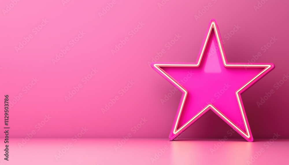 A vibrant pink neon star against a matching pink background, creating a playful and modern aesthetic. A vibrant pink neon star against a matching pink background, creating a playful and modern aesthetic.