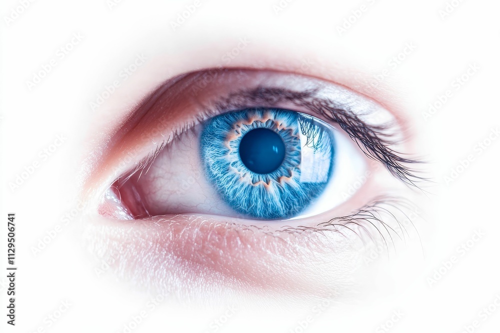 Close-up blue eye, detailed iris, lashes. Close-up blue eye, detailed iris, lashes.